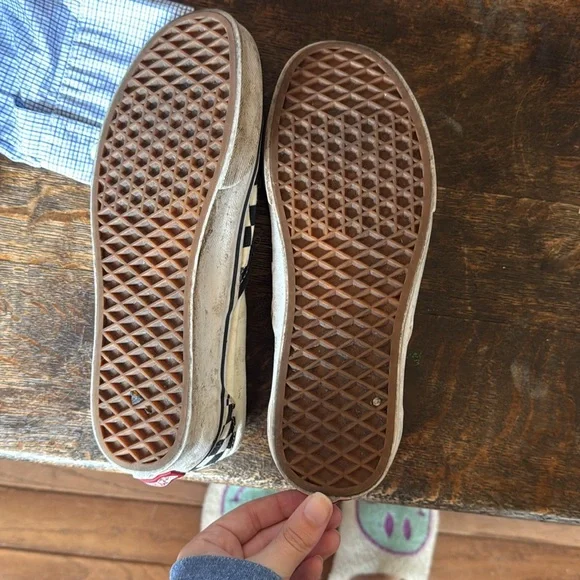 Vans Black and White Checkered Slip-On Sneakers - Picture 4 of 5